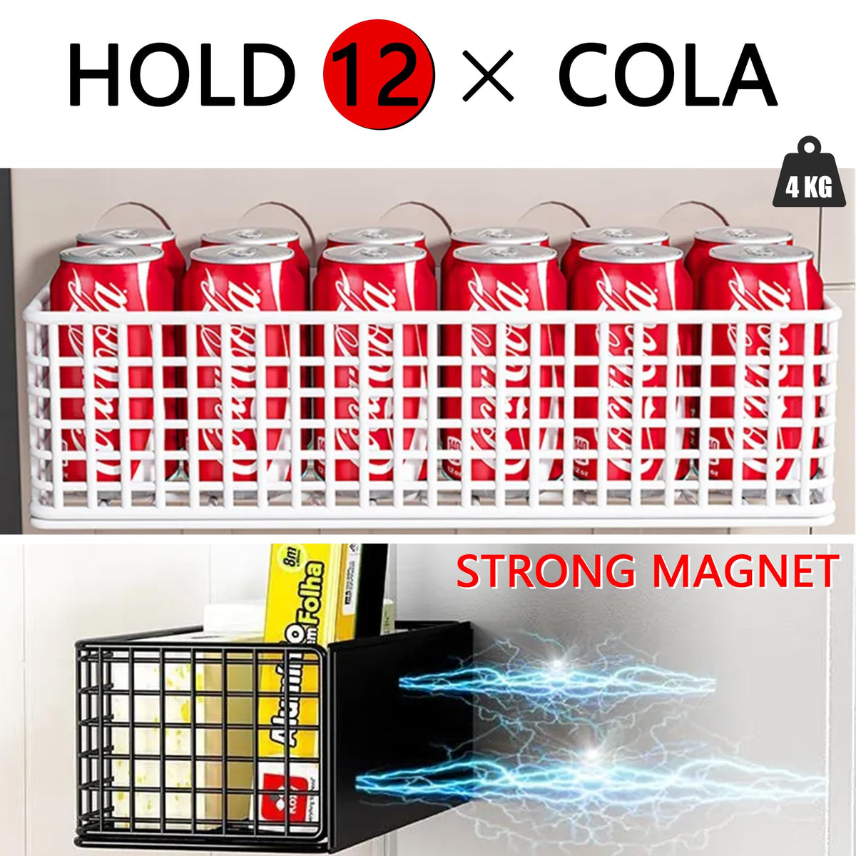 Magnetic Shelf Fridge Basket Bin for Whiteboard Washer Dryer Locker Cabinet