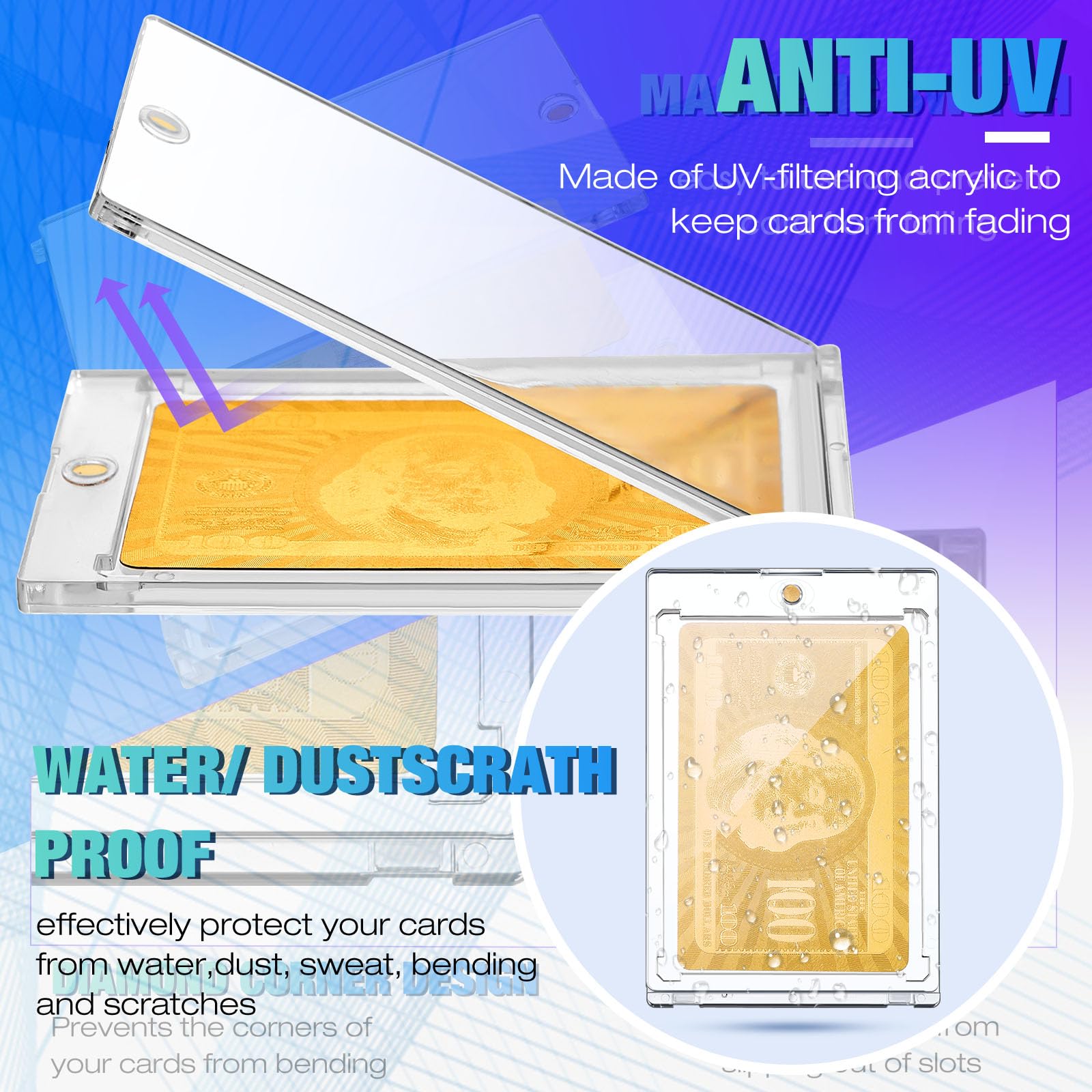 SATINIOR 30 Pcs Clear 100Pt Magnetic Card Holders for Trading Cards