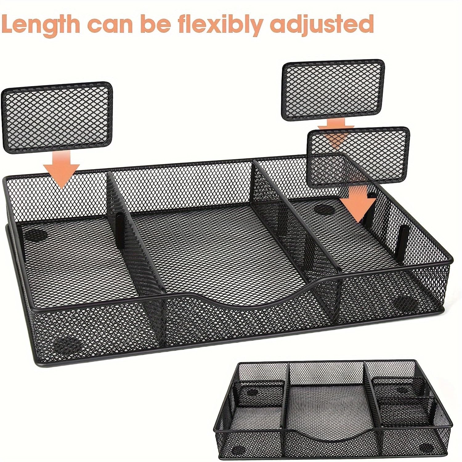 VyGrow Desk Drawer Organizer Tray, Metal Mesh Drawer Organizers Office, 6 Adjustable Compartment