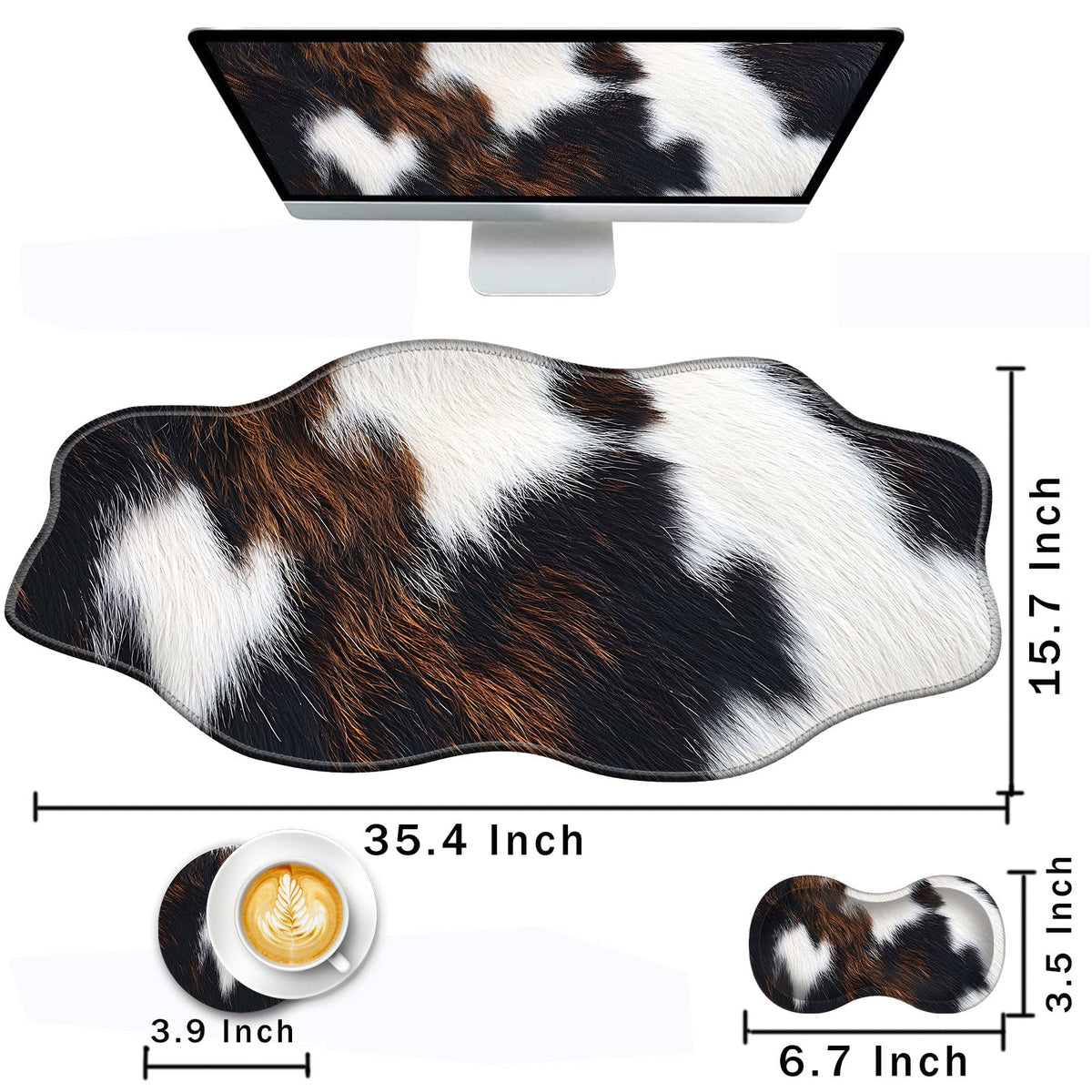 CICPLKSE Mouse Pad with Wrist Support + Desk Mat + Coaster 3 in 1 Set, XXL Large Gaming Mousepad
