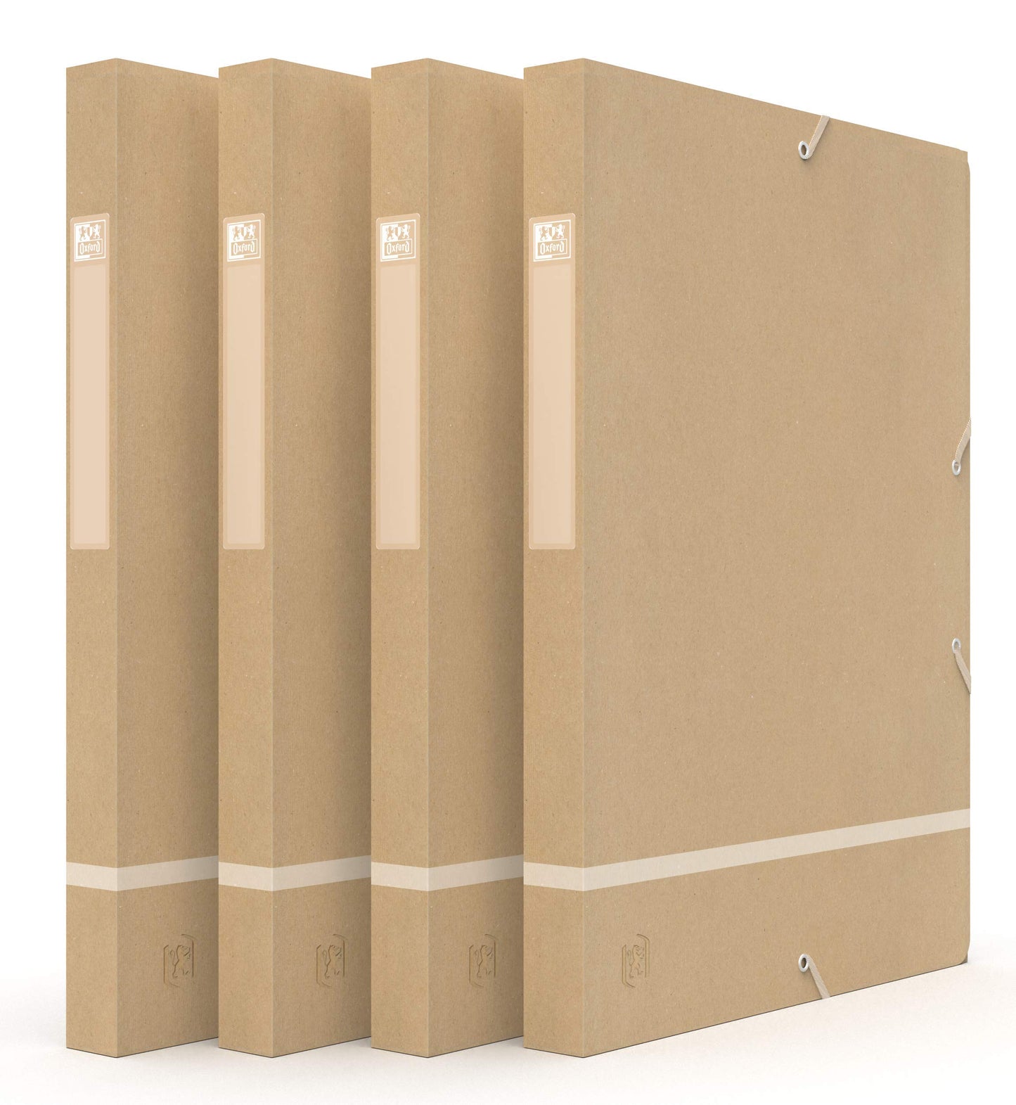 Oxford Touareg Filing Box 24 x 32 cm Spine 25 mm with Elastic Recycled Card Cover Kraft & Frosted