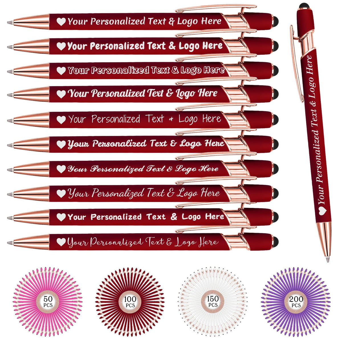 STREADVE Personalized Custom Pens 10 Engraved Writing Pen with Name Logo, Customized Promotional