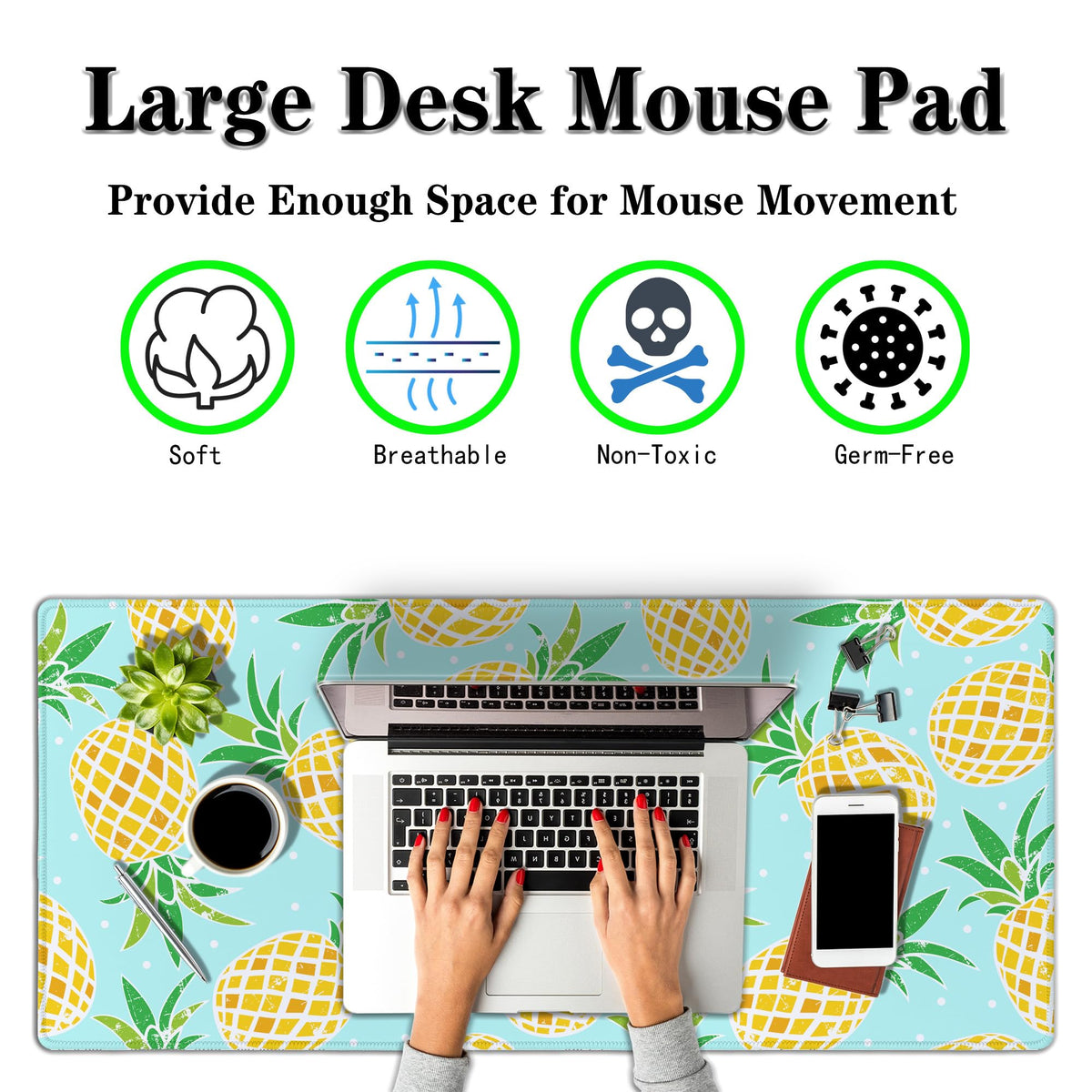 Samgula Computer Desk Mat Yellow, XXL Mouse Pads Large Desk Pads, Mouse Pad Gaming Non-Slip Rubber