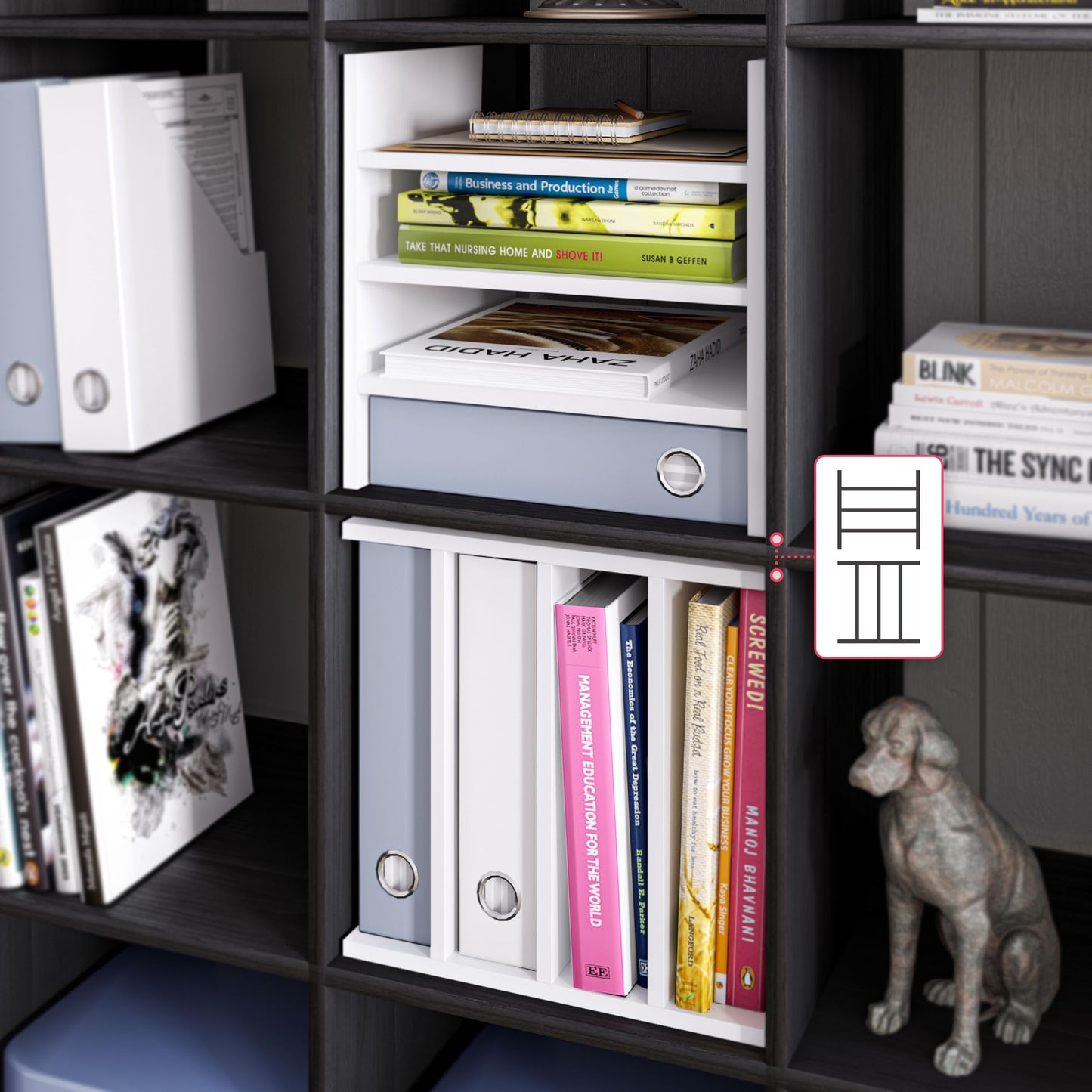 Ballucci 4-Tier Paper Sorter and File Organizer for Desk, Wood Mail Sorter, Fits into IKEA Kallax