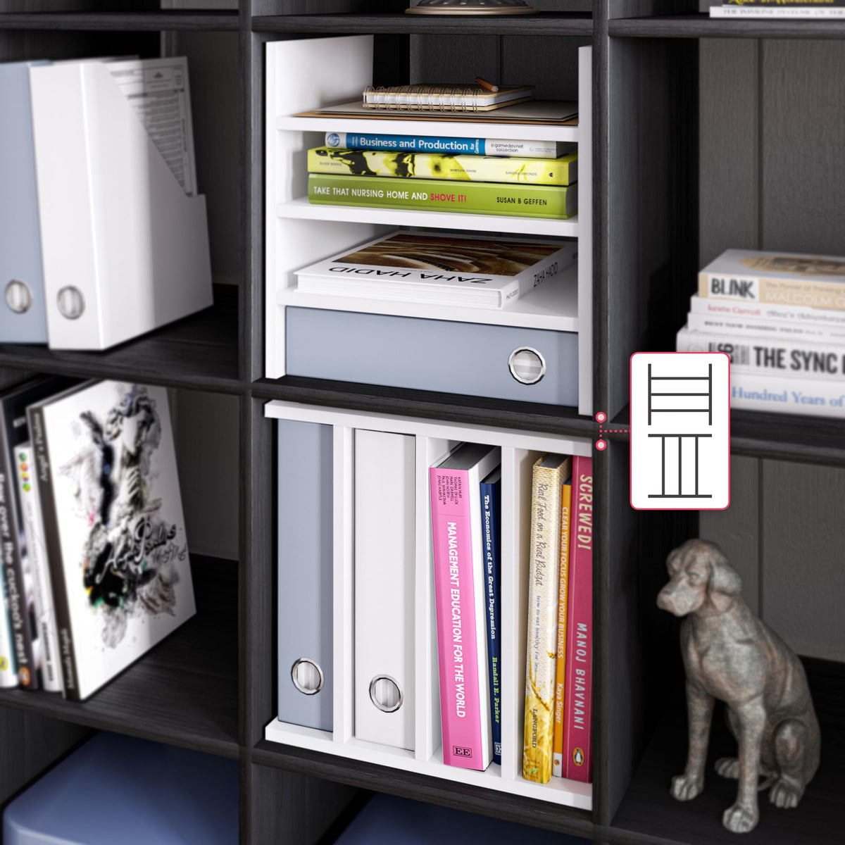 Ballucci 4-Tier Paper Sorter and File Organizer for Desk, Wood Mail Sorter, Fits into IKEA Kallax