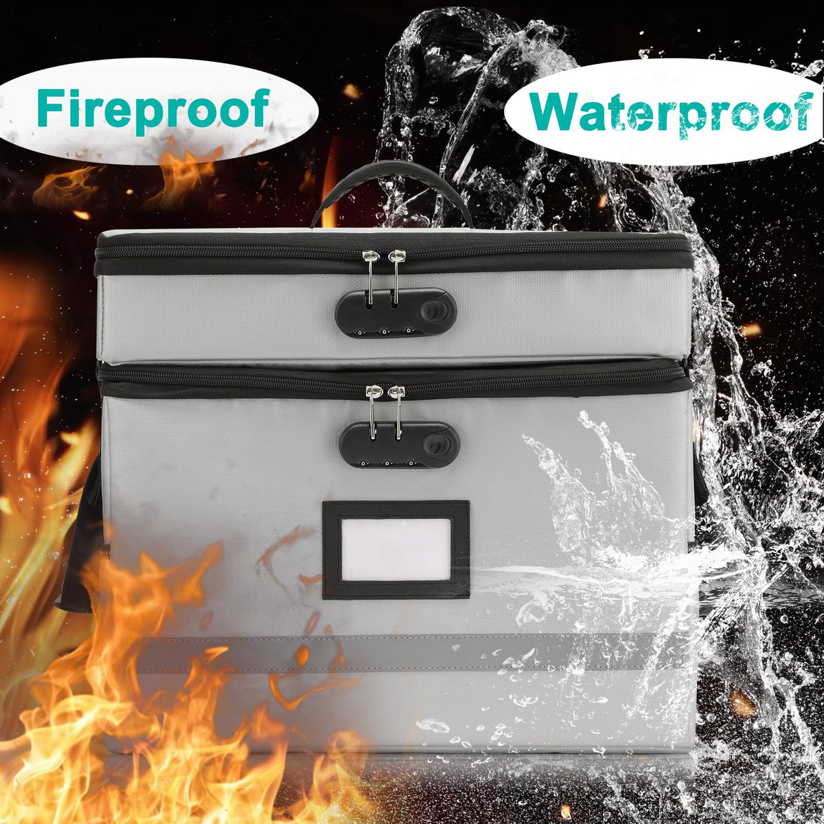 EXLIFBAG Fireproof File Organizer with Lock, 2 Layer