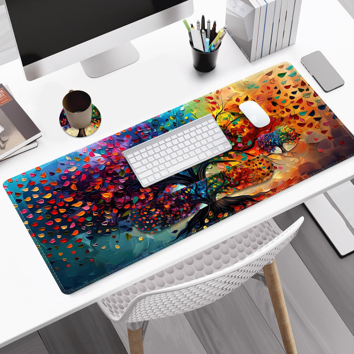 NXZGO Large Gaming Mouse Pad Set, 4 in 1 Ergonomics Keyboard Desk Mat with Memory Foam Wrist Rest
