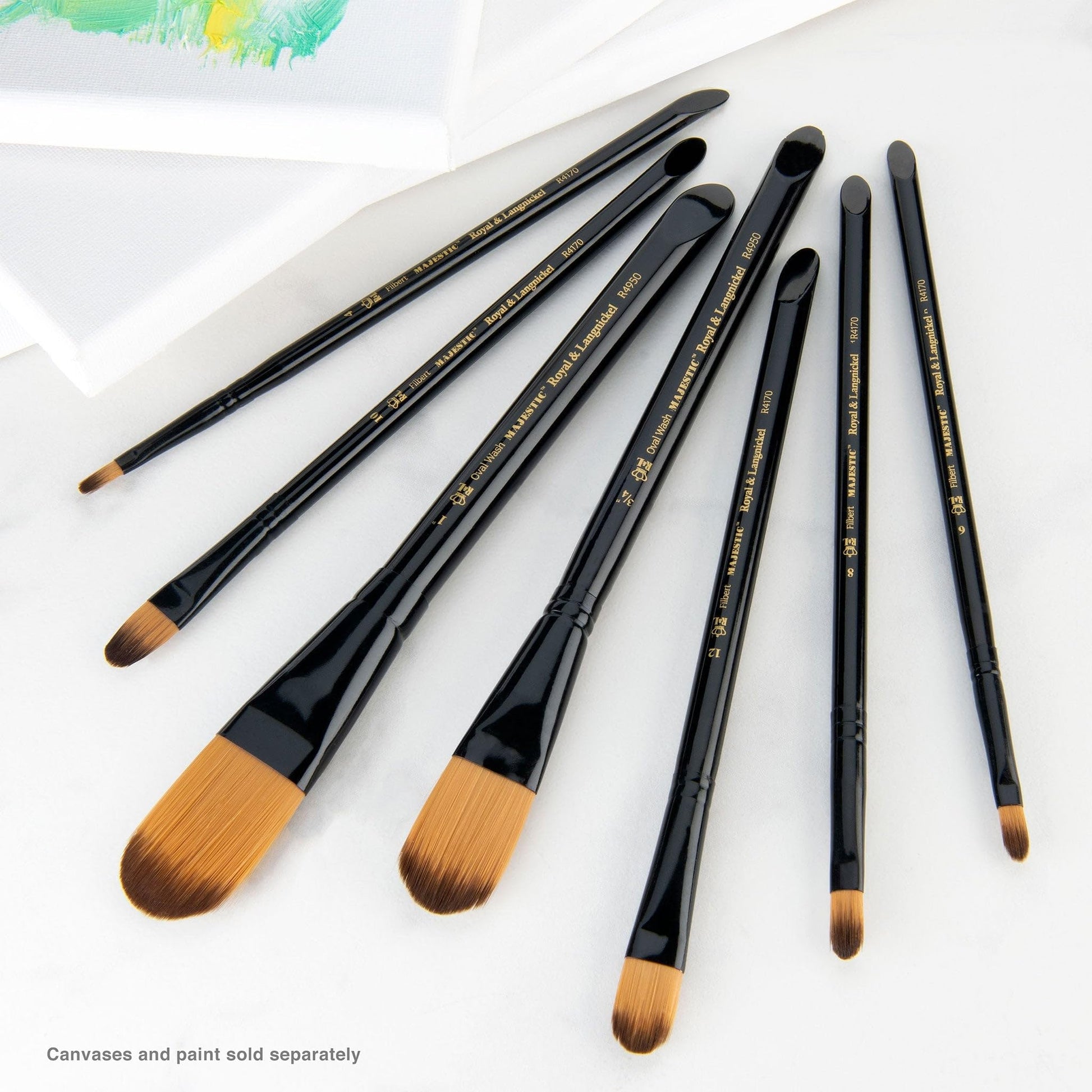 Royal & Langnickel Majestic Filbert and Oval Wash Artist Brush Set, 7-piece