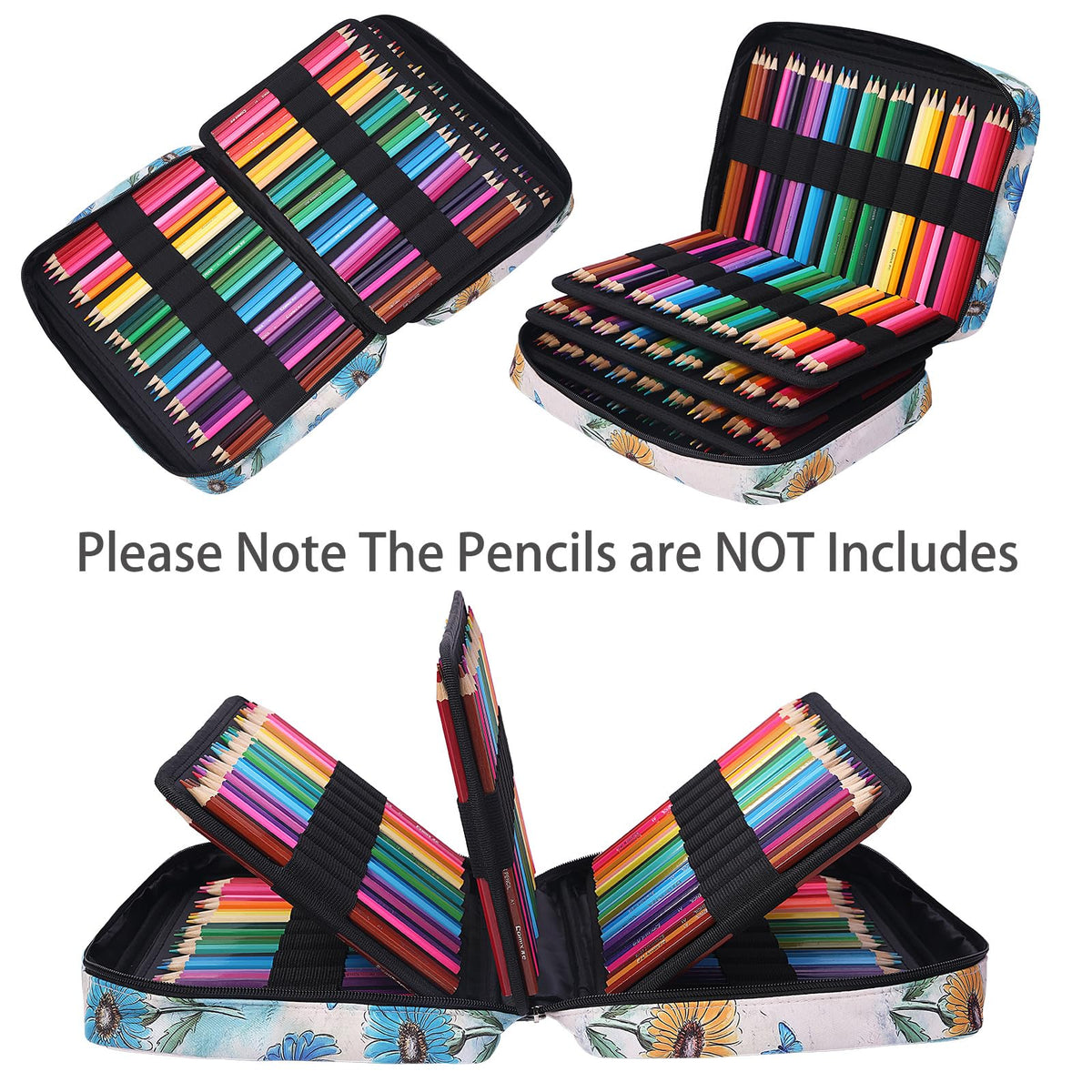 BOMKEE Colored Pencil Case 220 Slots Pencils/Gel Pens Organizer Waterproof Travel Case Zipper