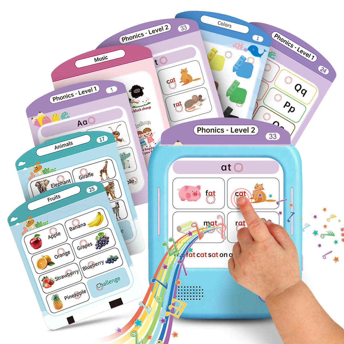 QuTZ Talking Flash Cards, Phonics Flash Cards, Learn to Read with 166 Pages, 29+ Themes, 800+ Words