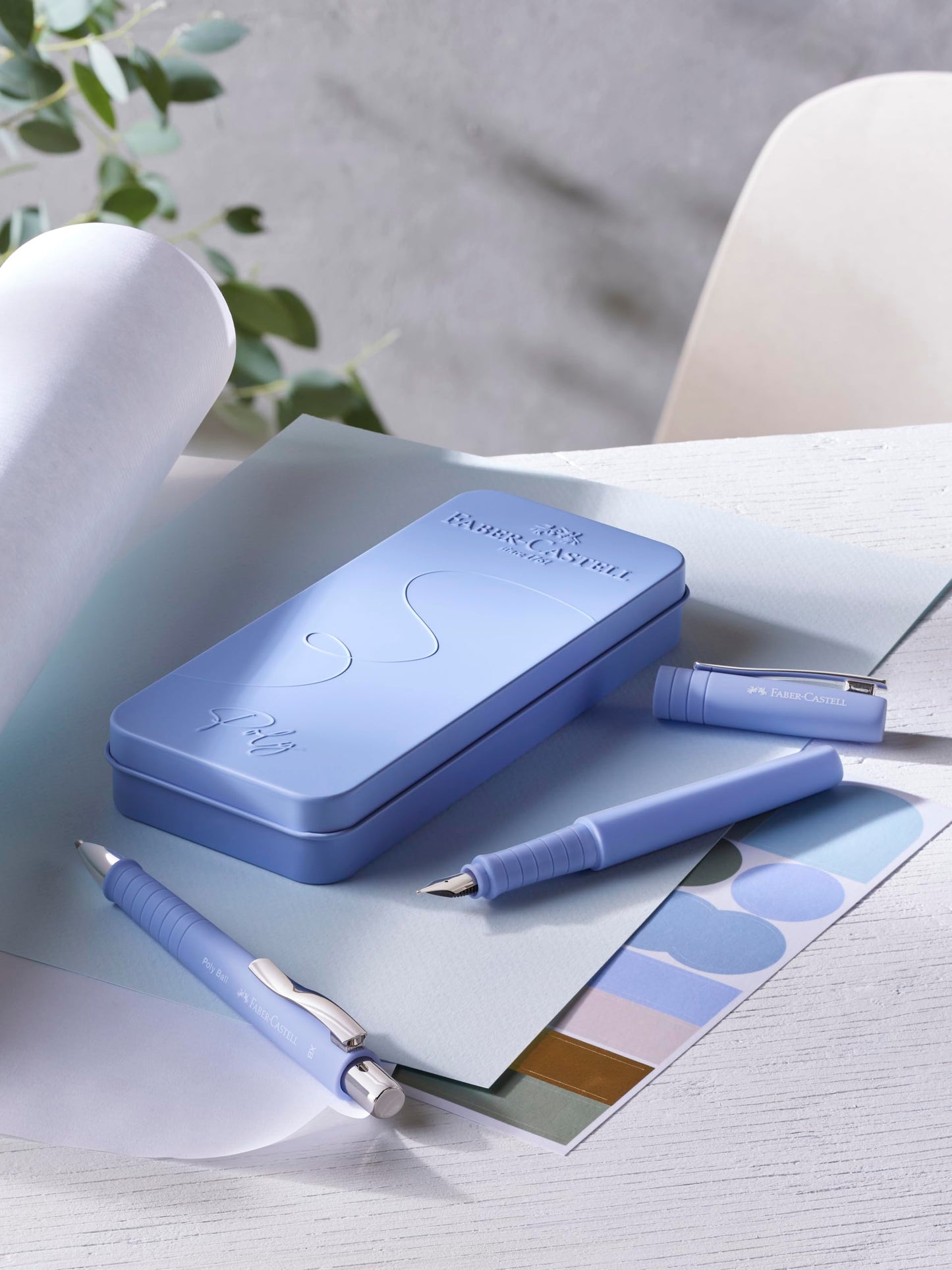Faber-Castell Poly Pen Fountain and Ballpoint Pen Gift Set – Pale Iris: Fountain Pen Set with Broad