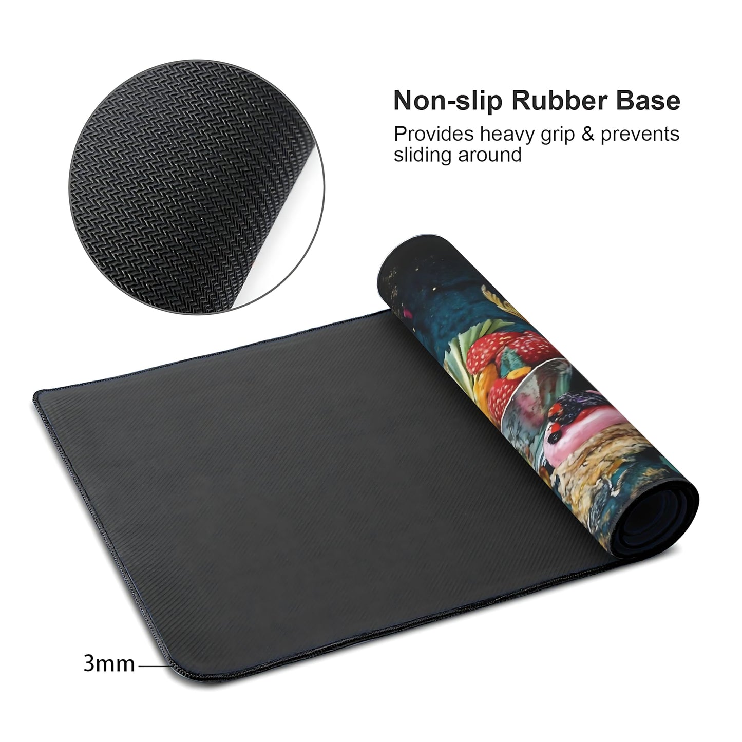 Aesthetic Party Gaming Mouse Pad, Blue Pink Pop Art Desk Mat with Anti-Slip Base & Stitched Edges