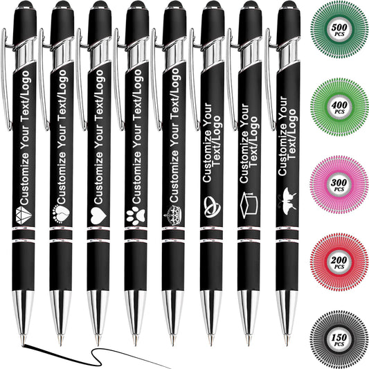 MOUZYLCASE 12 Pcs Personalized Pens Custom Ballpoint Pens with Name Logo Customized Ink Pens with