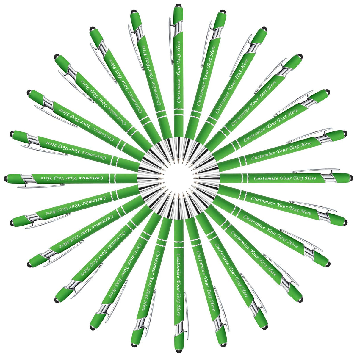 Personalized Pens with Stylus Tip, Custom Engraving Pens 24PCS, Soft Touch Ballpoint Pen, Printed
