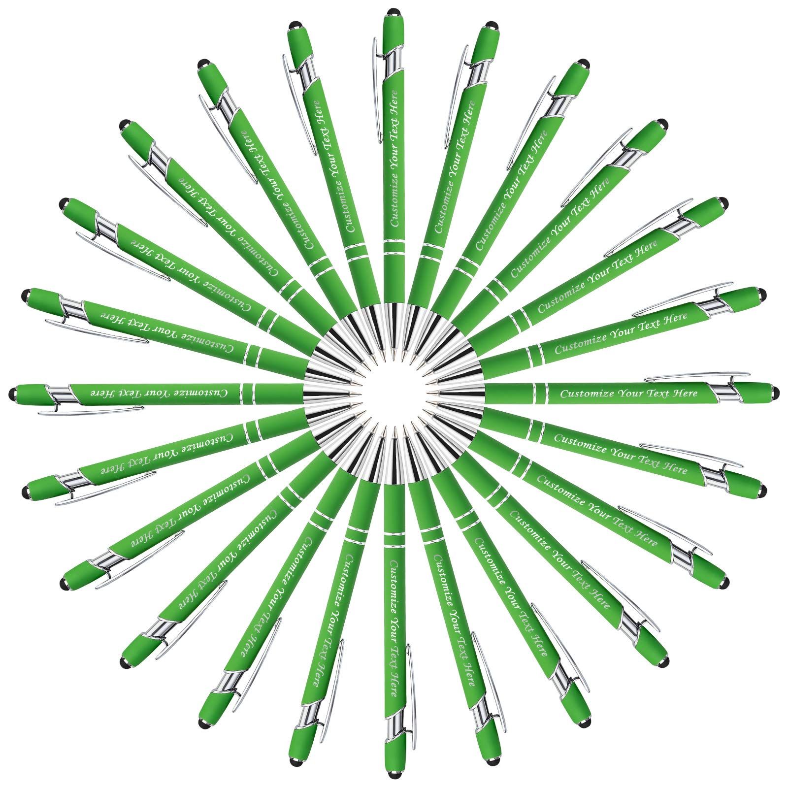 Personalized Pens with Stylus Tip, Custom Engraving Pens 24PCS, Soft Touch Ballpoint Pen, Printed