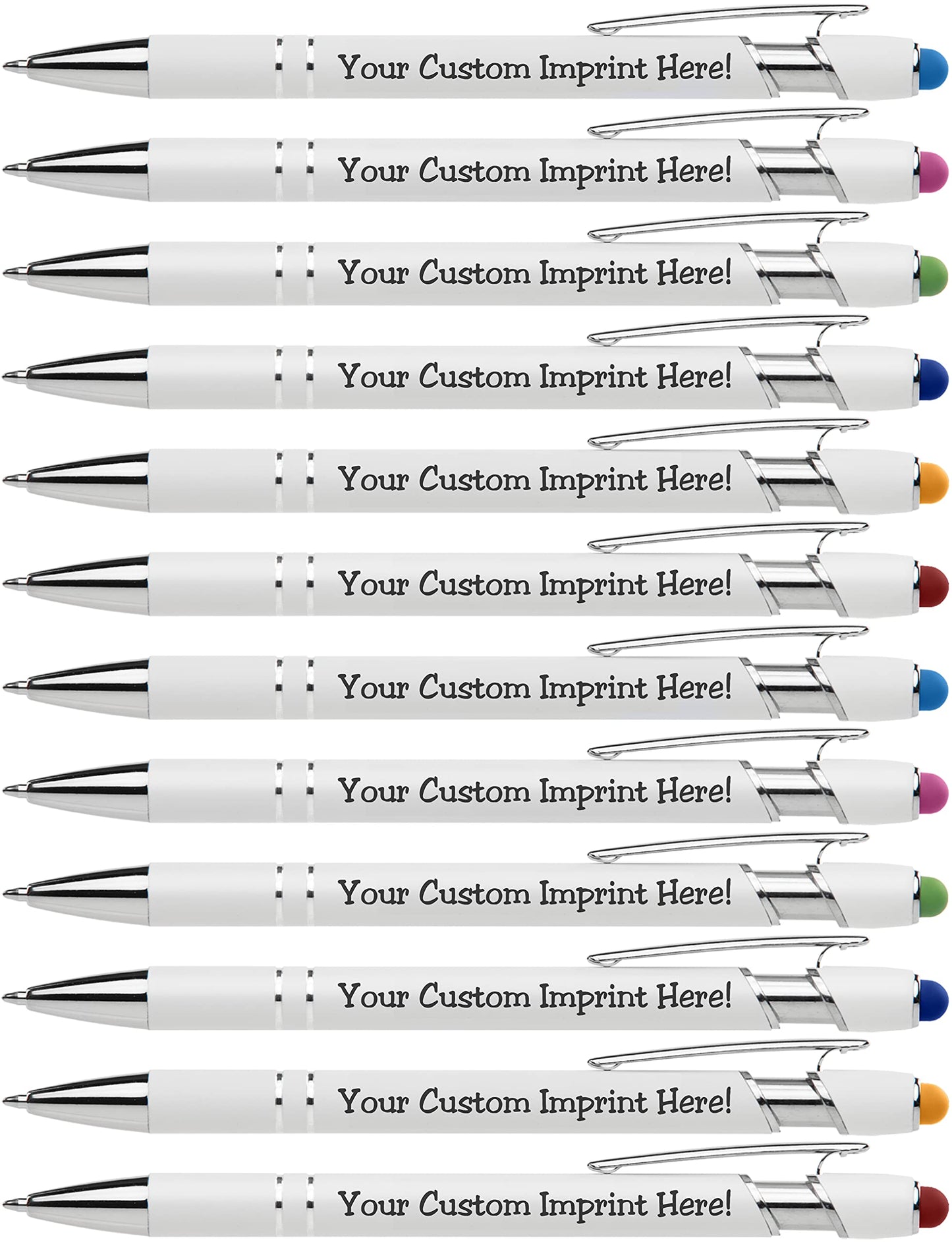 ExpressDesigns™ - Premium Custom Pens with Stylus | Beautiful White | Personalized Soft-Touch Metal