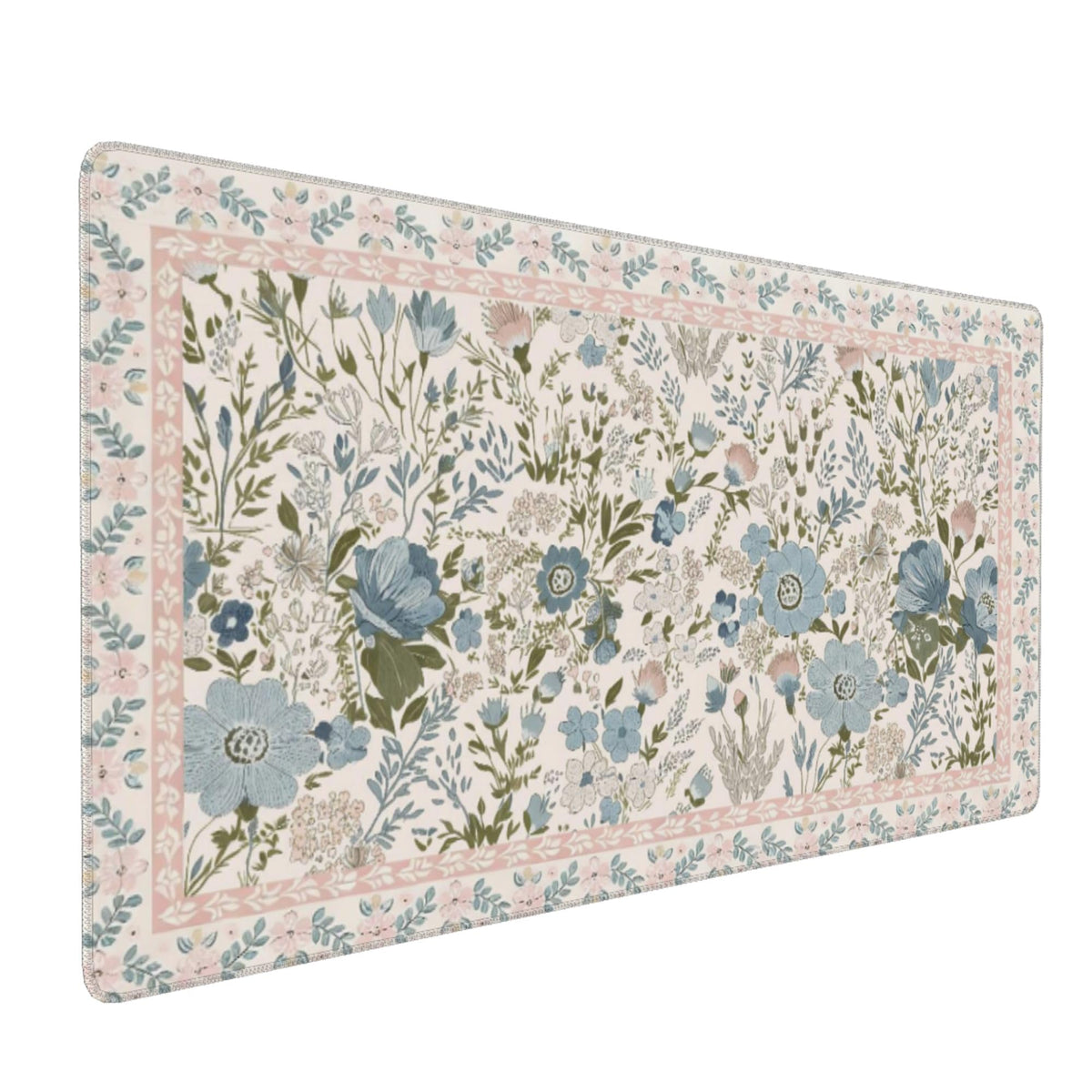 Aesthetic Pink Floral Desk Pad, XXL Large Mouse Pad for Desk with Anti-Slip & Stitched Edges