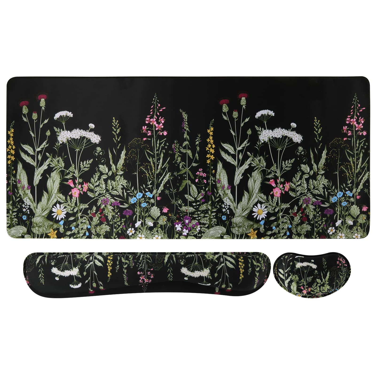 iCasso Floral Writing Pad 35.4"x15.7", Desk Protector for Workspace