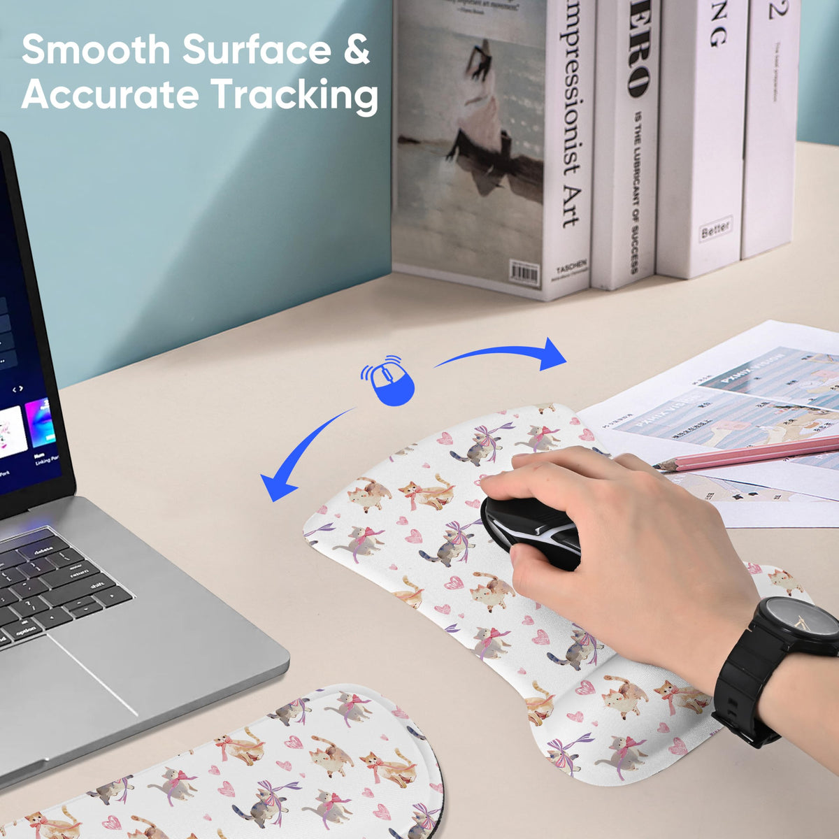 AUPET Mouse Pad Keyboard Wrist Rest Set,Ergonomic Memory Foam Mouse Pads Wrist Support Set,Non-Slip