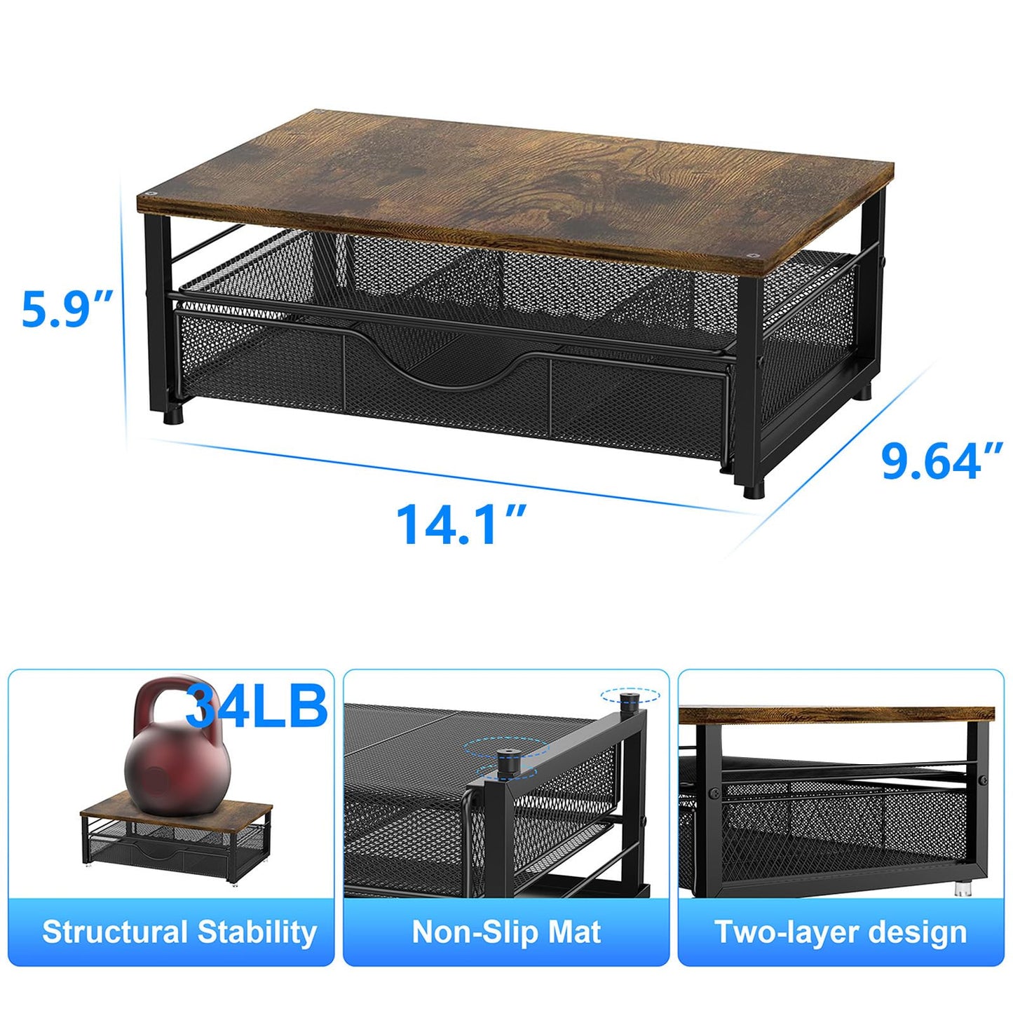 gianotter Computer Monitor Stand Riser with Drawer