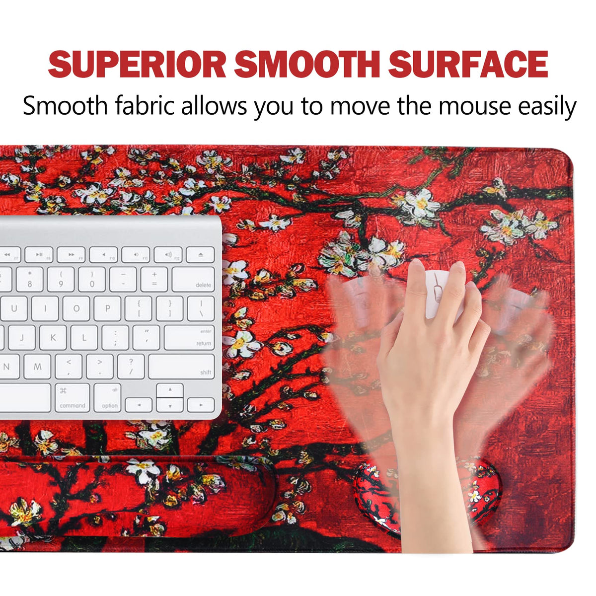 ARTSO Large Gaming Mouse Pad, Keyboard Wrist Rest Pad & Wrist Support Mousepad Set, Stitched Edge
