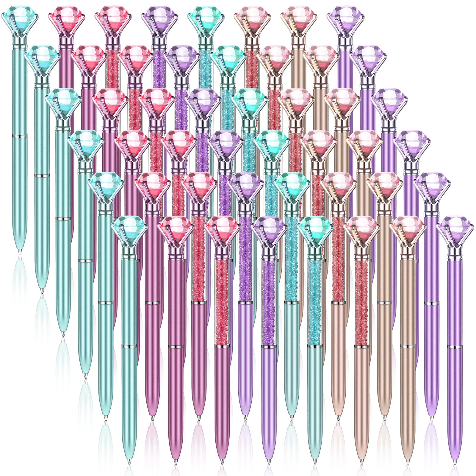 Mimorou 48 Pcs Diamond Pens with Crystal Retractable 1.0 mm, Stylish Style
