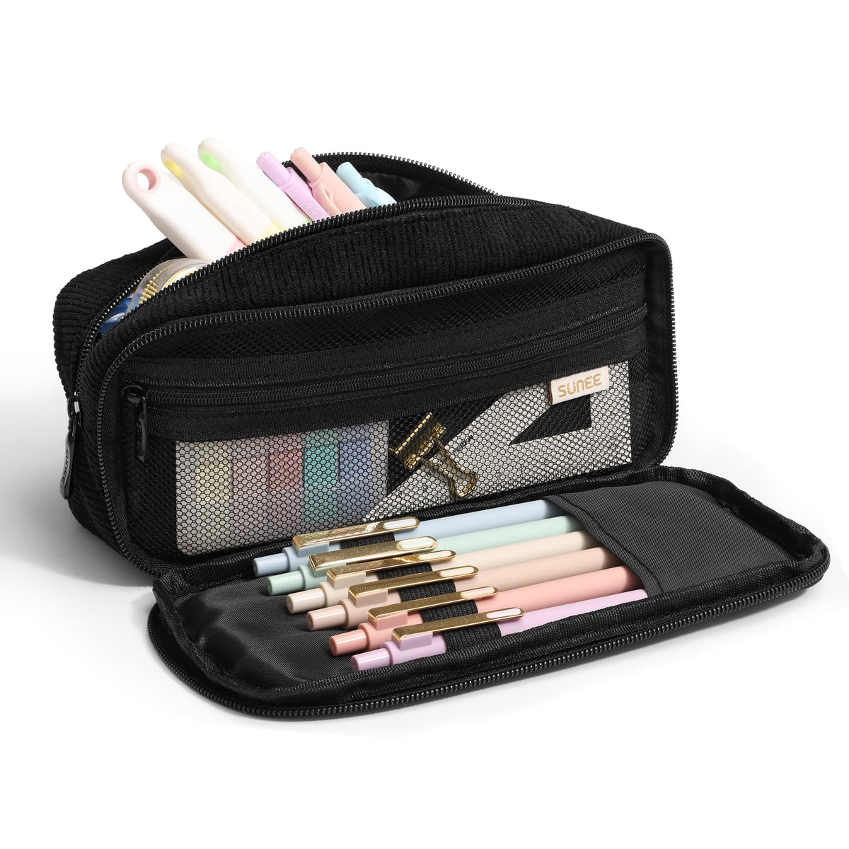 SUNEE Pencil Case, Large Capacity Pencil Pouch, Aesthetic Big Pen Bag, Soft Corduroy Pen Box for