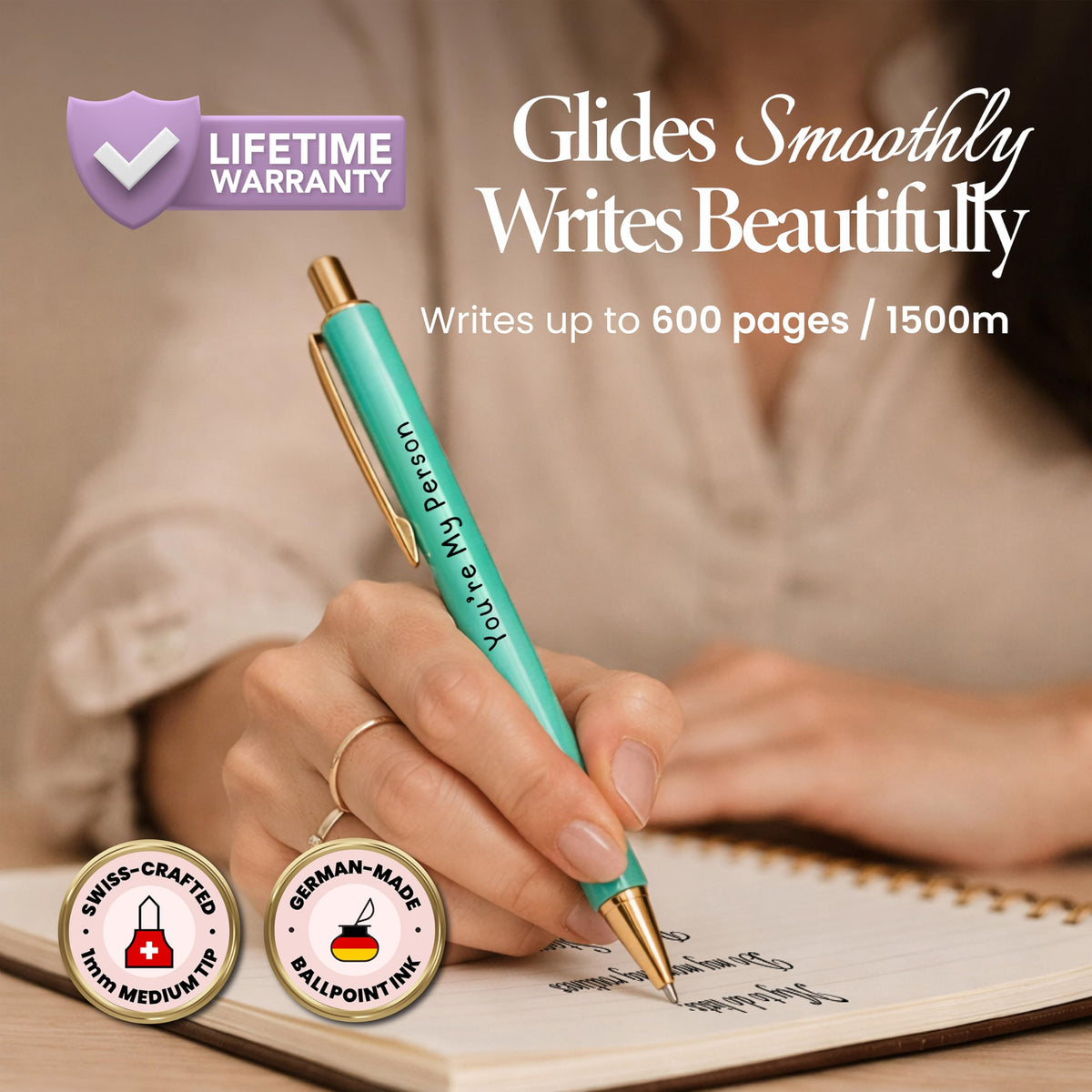 MESMOS 3pc Fancy Pen Set for Women, Best Friend Gift for Women, Friendship Long Distance Gifts for