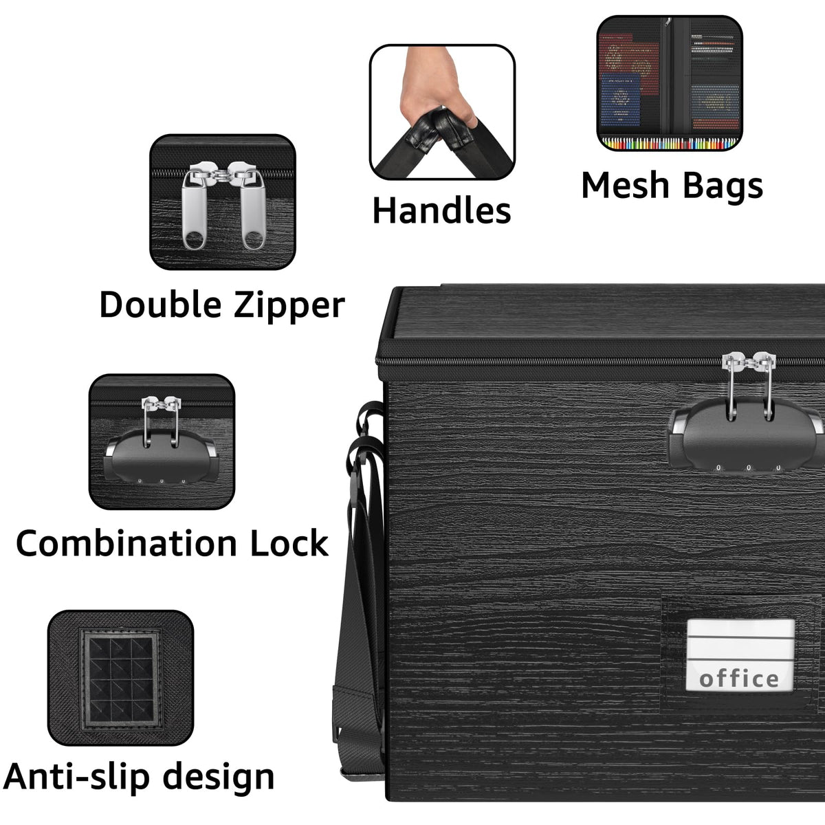 ROSONG Fireproof Document Box File Organizer - Portable Locking Filing Storage Box with Handle