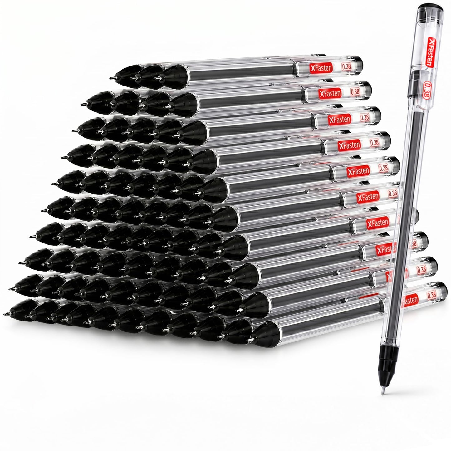 XFasten 0.38mm Gel Pens 72-Pack Japanese-Style Extra-Fine Black Gel Ink Ballpoint, Smooth Ink Flow