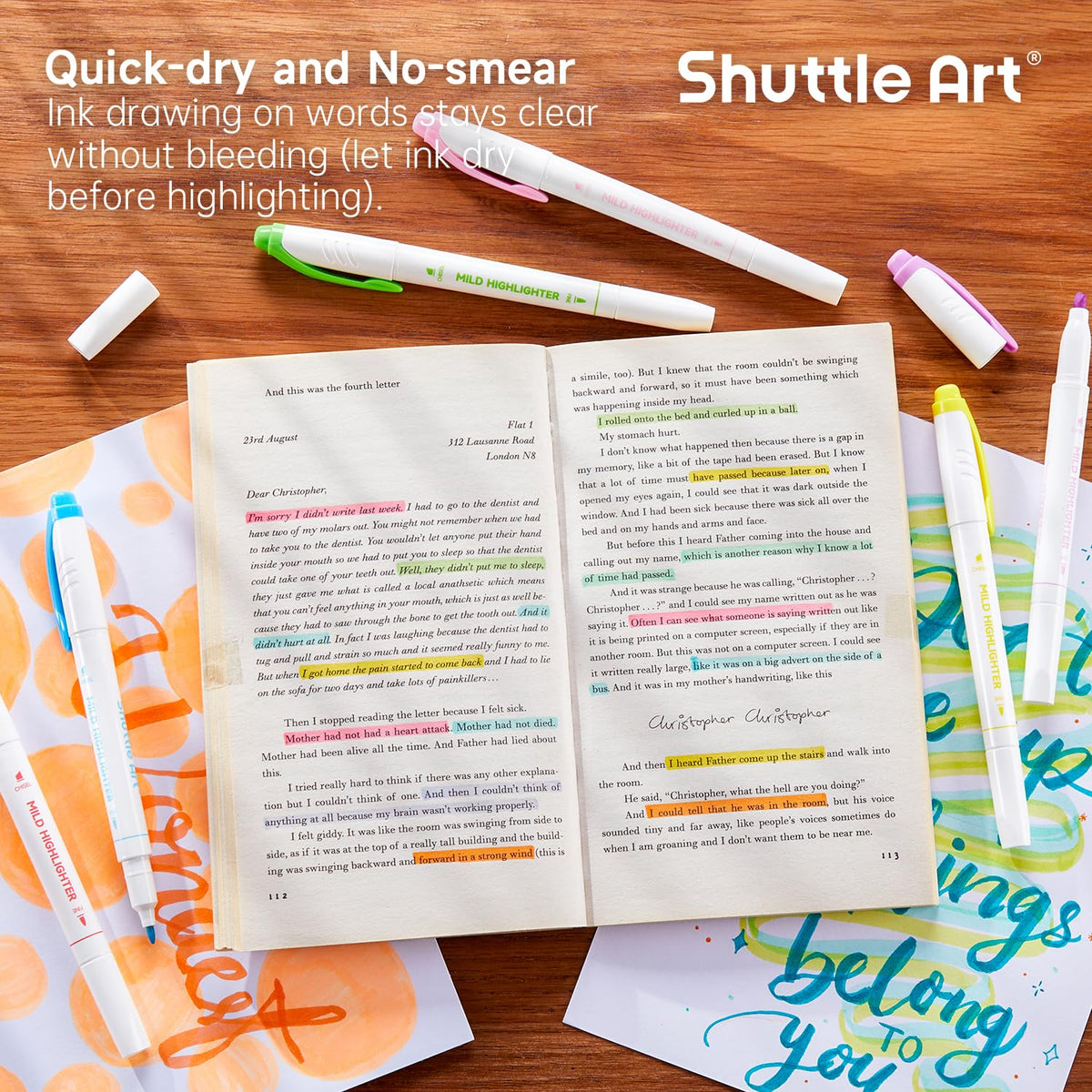 Shuttle Art 30 Colors Highlighters, Pastel Highlighter Pens Assorted Colors, Dual Tip Mild Color