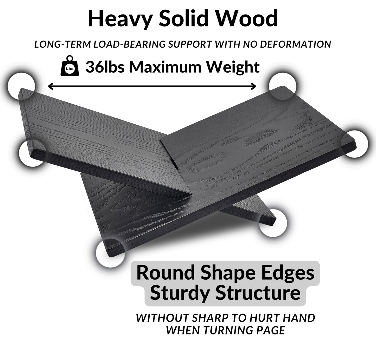 Honygebia Solid Oak Wood Book Stand, Cross Frame Open Display Holder