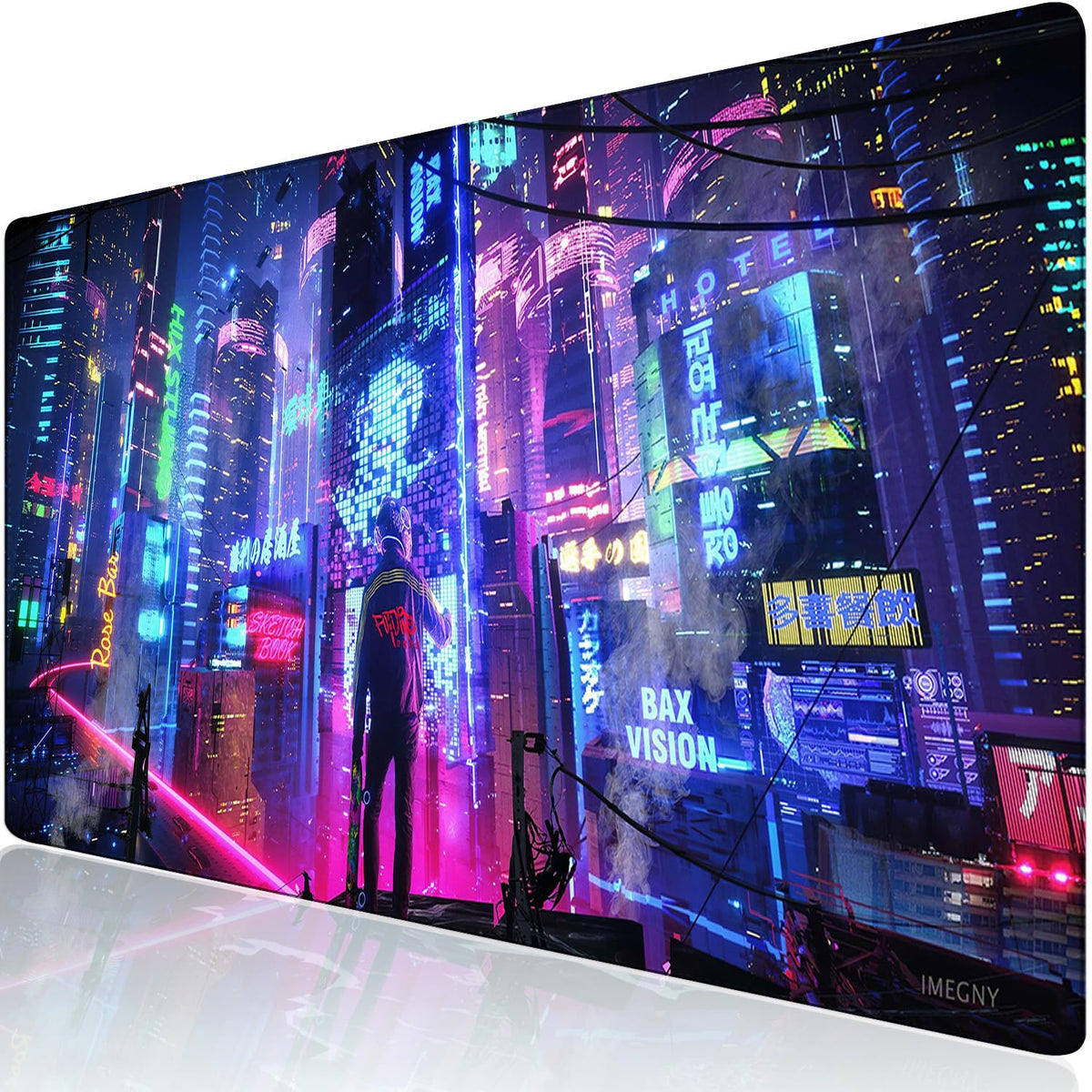 Imegny Extended Gaming Mouse Pad, Portable Mat for Keyboard & Mouse with Stitched Edges + Non-Slip