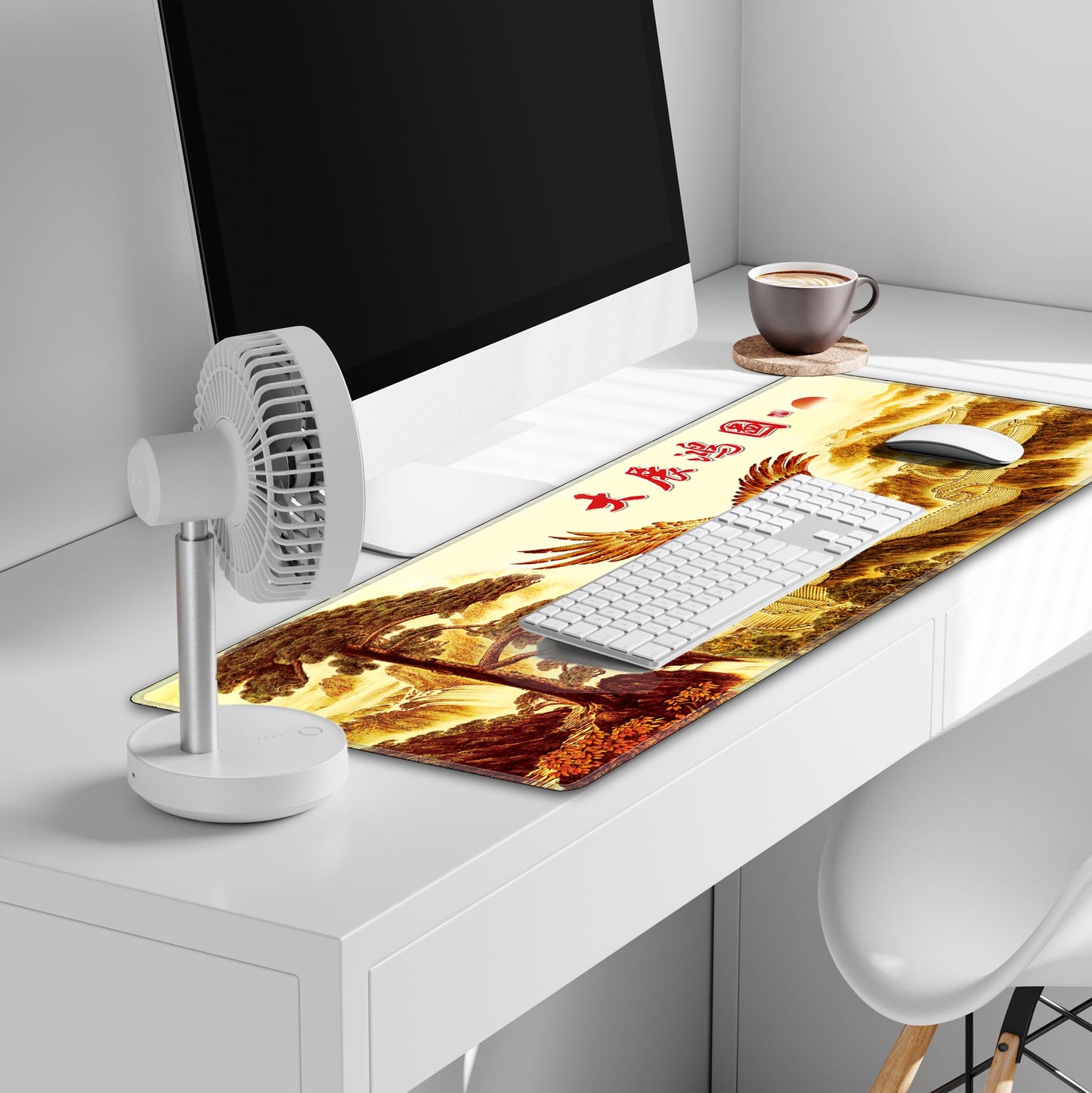 LL-COEUR XXL Landscape Gaming Mouse Pad Computer Keyboard Mat Office Desk Pad (Eagle, 35.4" x 15.7"