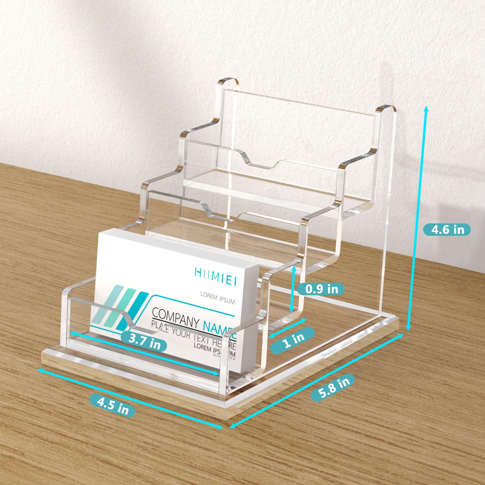 HIIMIEI Acrylic Business Card Display, Multiple Card Holder for Office, Home, Restaurant - 4 Slot 4