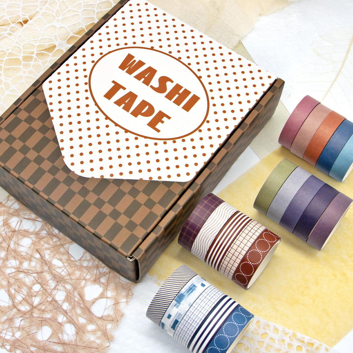 Ieebee 44 Rolls Minimalist Washi Tape Set for Journaling & Scrapbooking