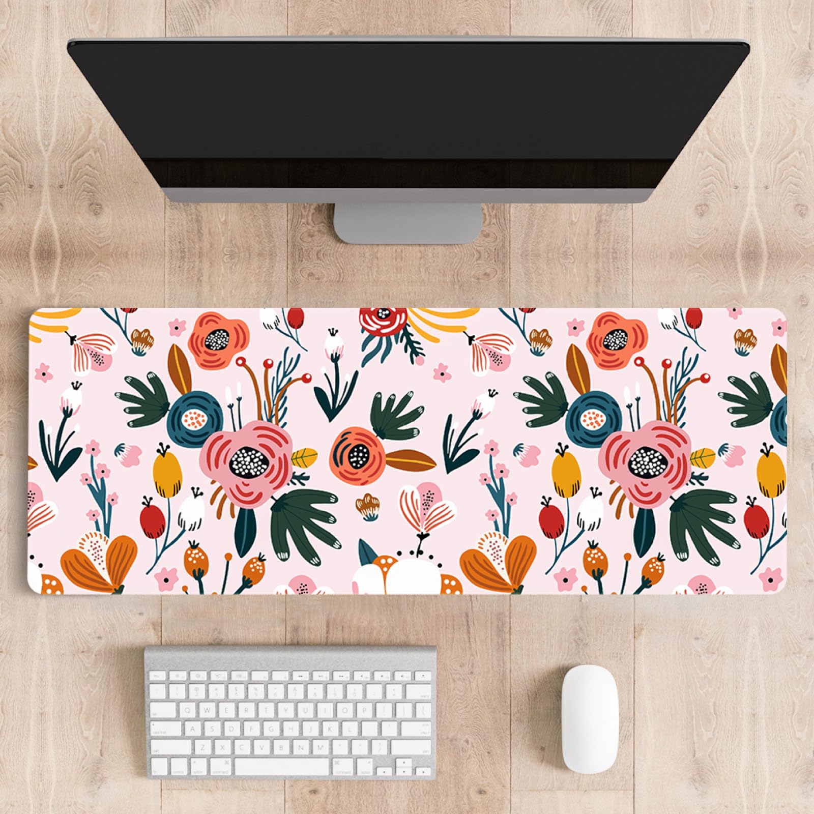 Stanoha Cute Desk Mat for Keyboard Desktop Extra Large Mouse Pad, Floral