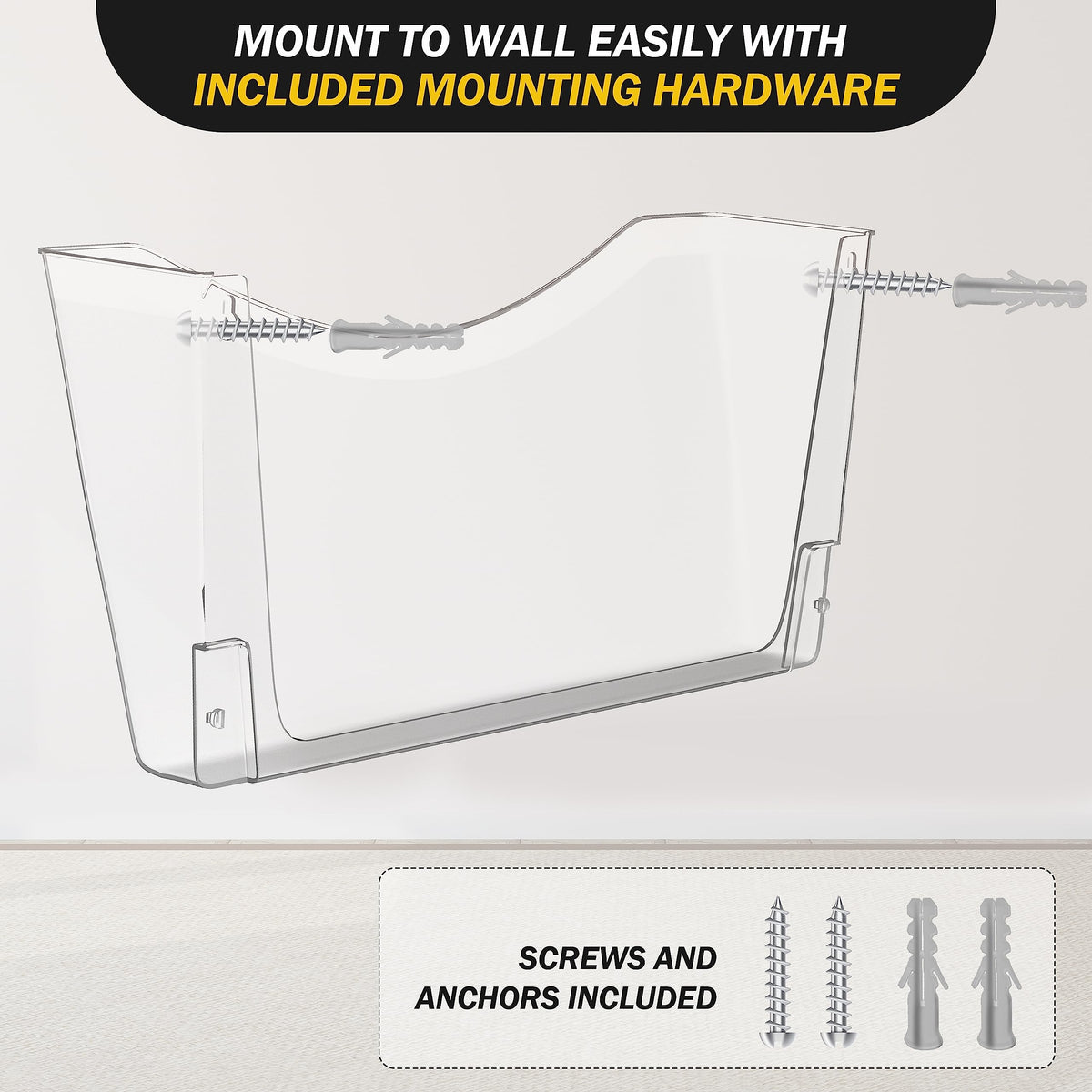 Kuntine.B 3 Pack Clear Single Pocket File Holder Hanging Wall Organizer, Wall Mount Mails Magazines