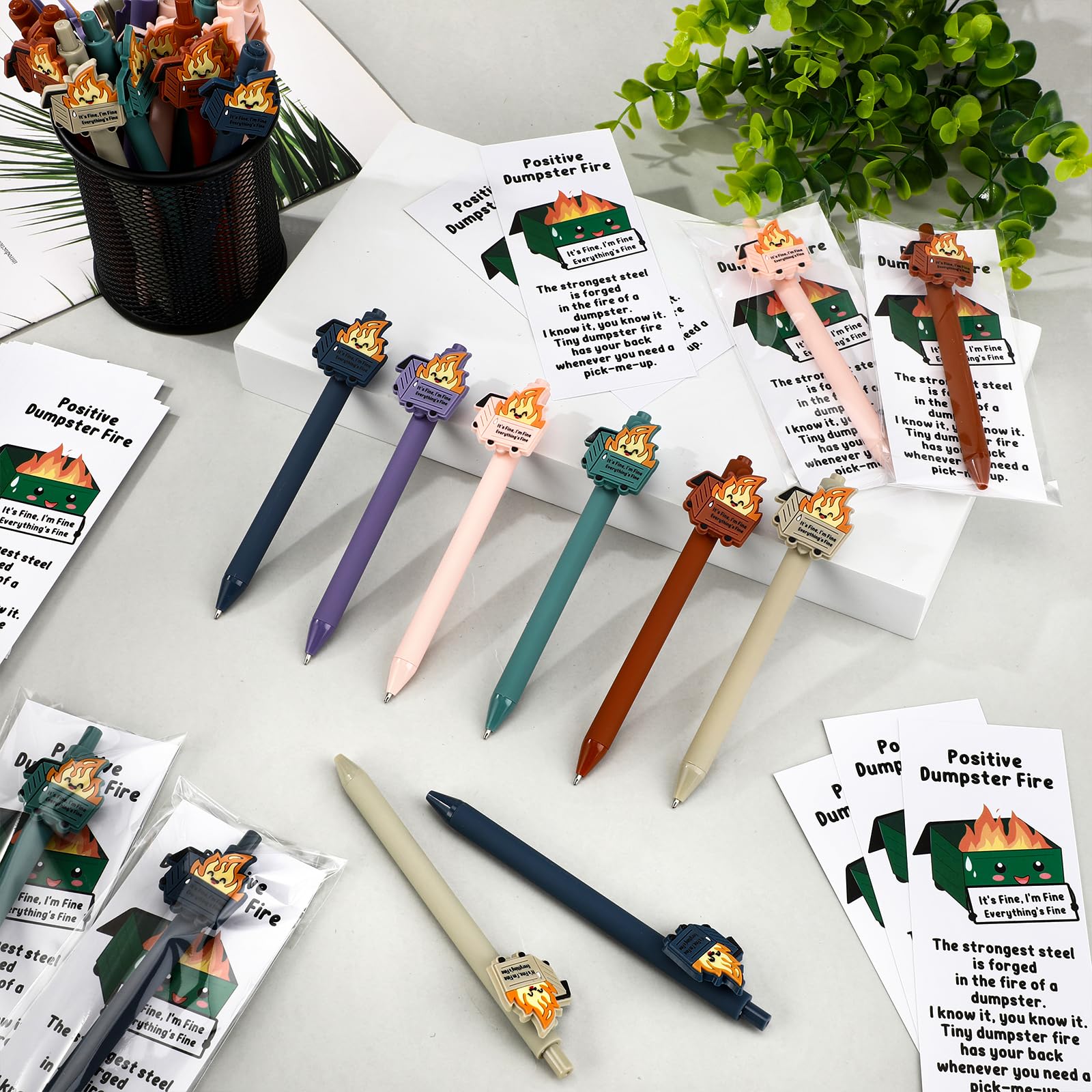 Sayglossy 102 Sets Dumpster Fire Pens Gift Desk Accessories Funny Work Pen