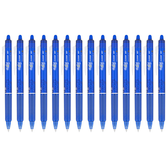 Pilot FriXion Clicker Erasable Gel Pens, Refillable, Blue Ink, 14-Pack - Smooth Writing Pens for