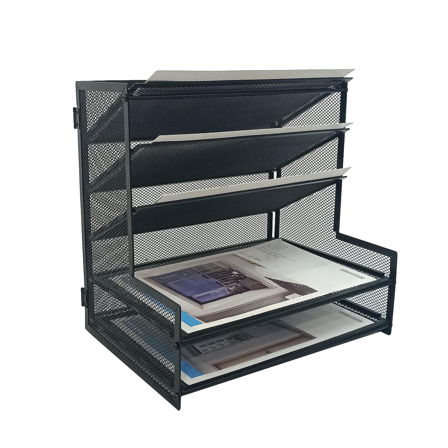 SETTFRFE 5-Tier Metal Desk File Organizer, File Tray Rack