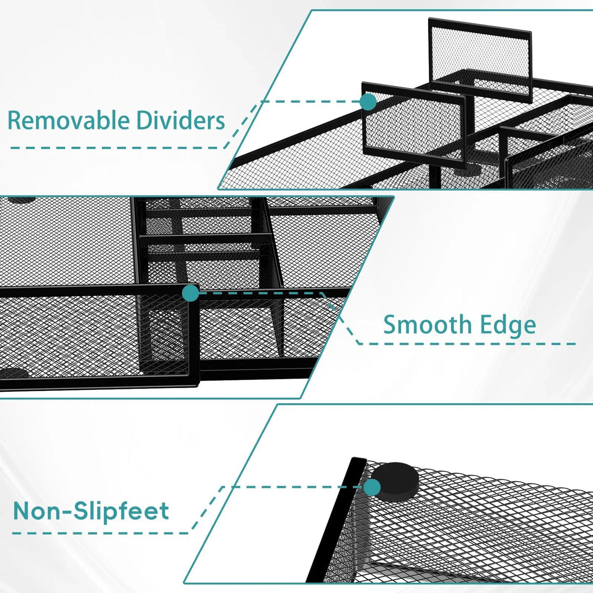 ReePlan Expandable Desk Drawer Organizer, 10 Adjustable Compartments, Black