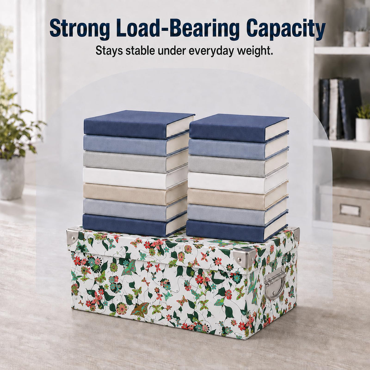 GUOZI Collapsible Storage Box, Decorative Memory box with Lid & Metal Reinforced Corners, Cardboard