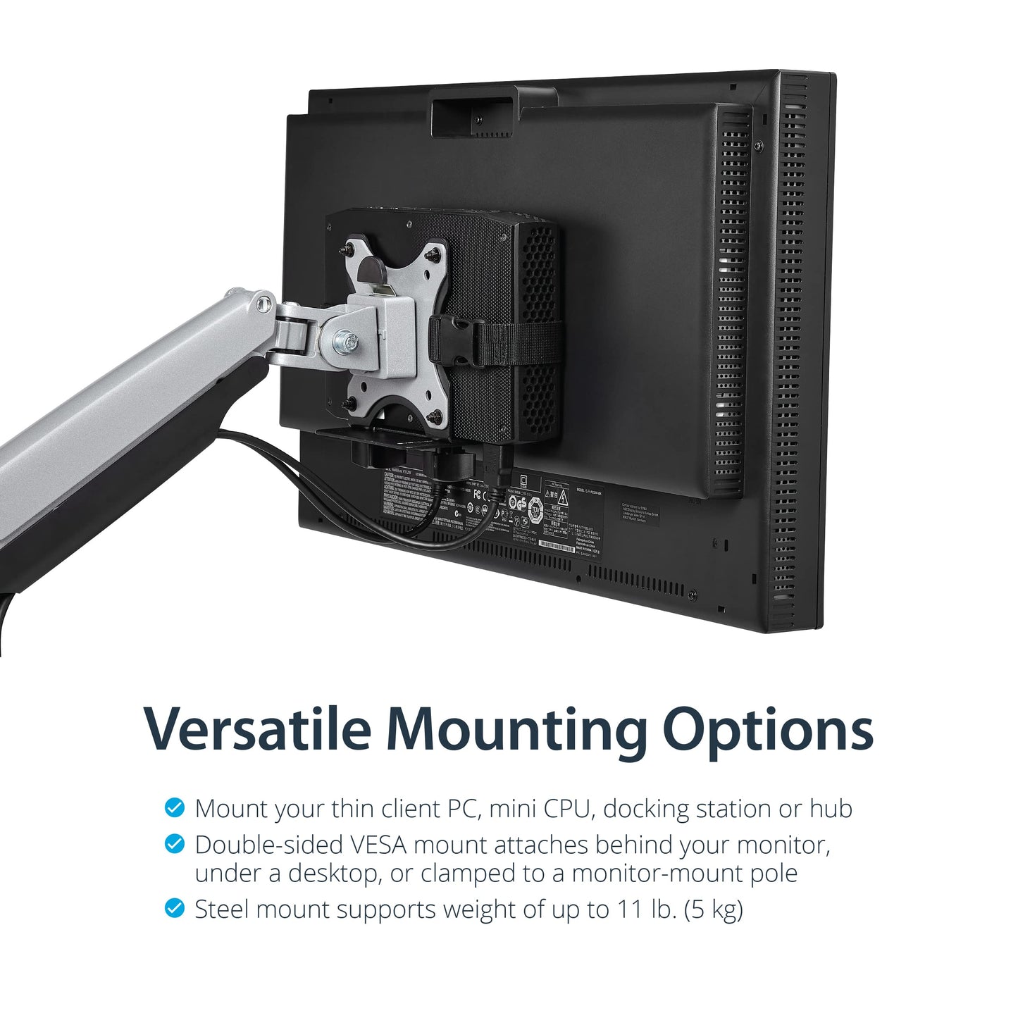 StarTech Thin Client Mount, Adjustable .7 to 2.8", Mac Mini Monitor Mount