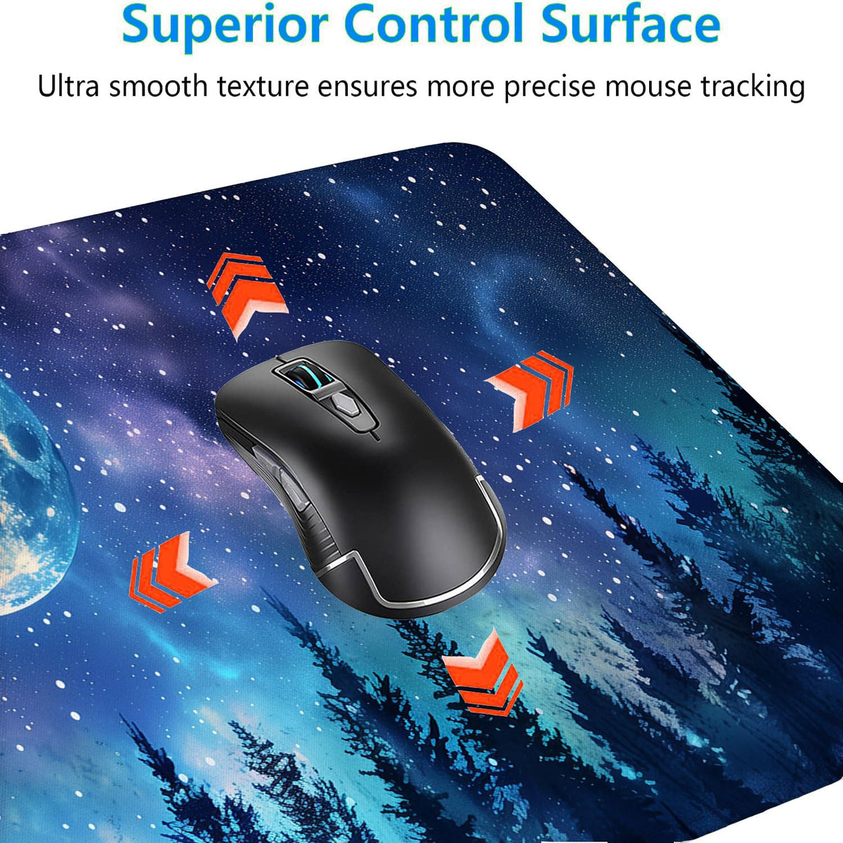 Starry Sky Forest Desk Pad Mouse Pad Moon Stars Galaxy Forest Aurora XL Mouse Pad Large Mousepad