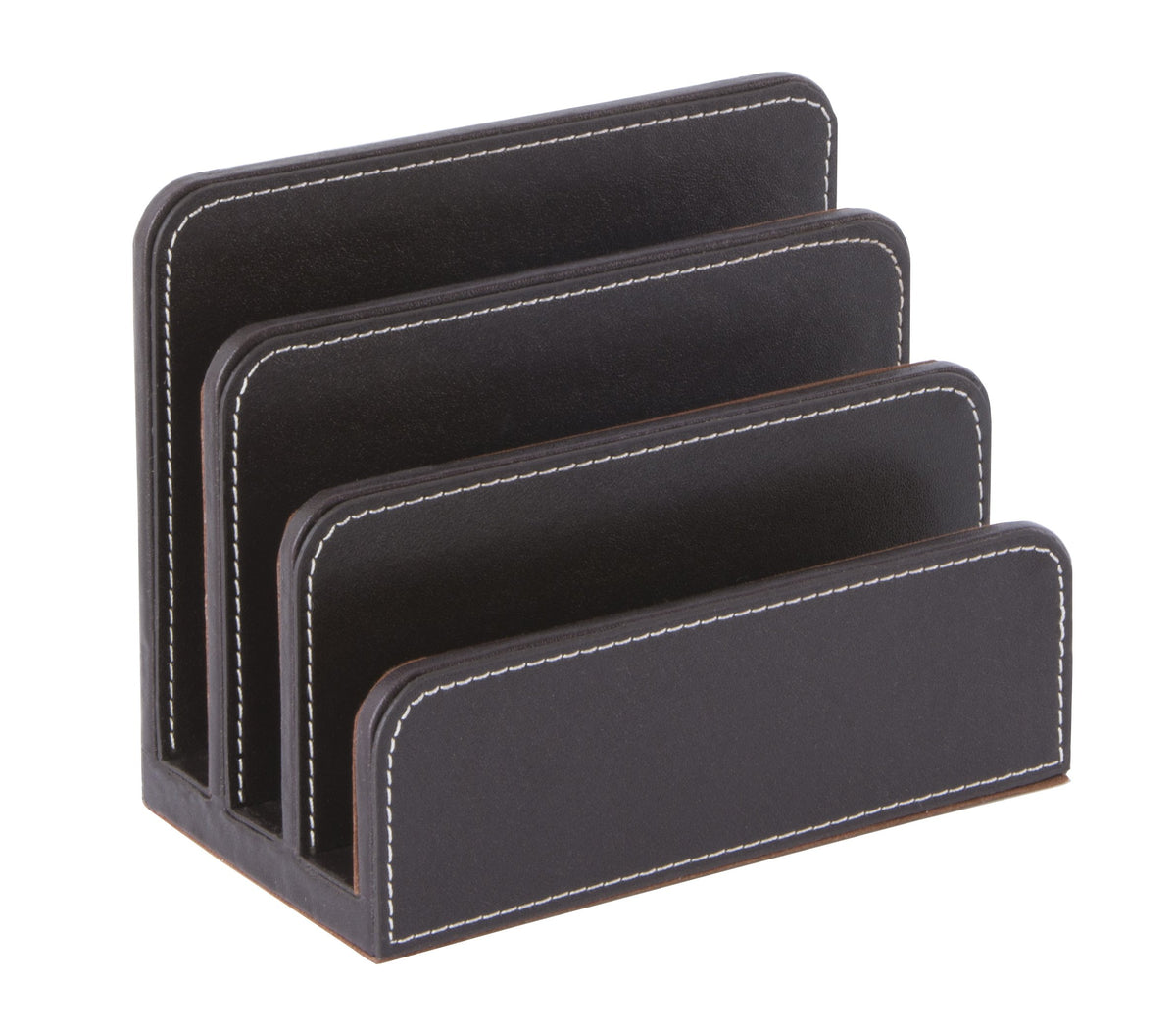Osco Brown Faux Leather Letter Holder