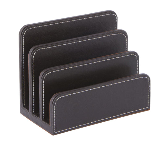 Osco Brown Faux Leather Letter Holder