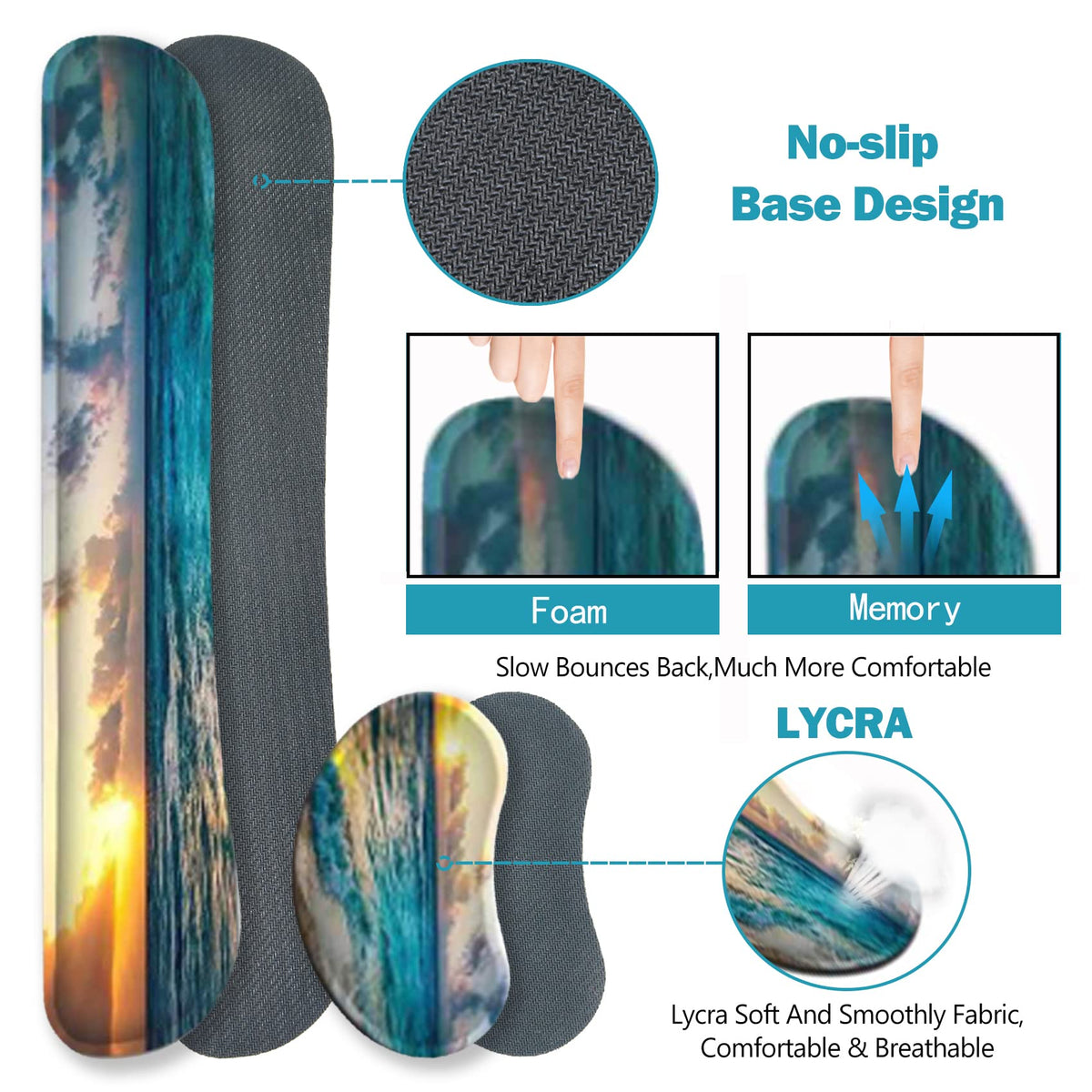 ToLuLu Mouse Pad, Memory Foam Ergonomic Keyboard Mouse Wrist Rest Support