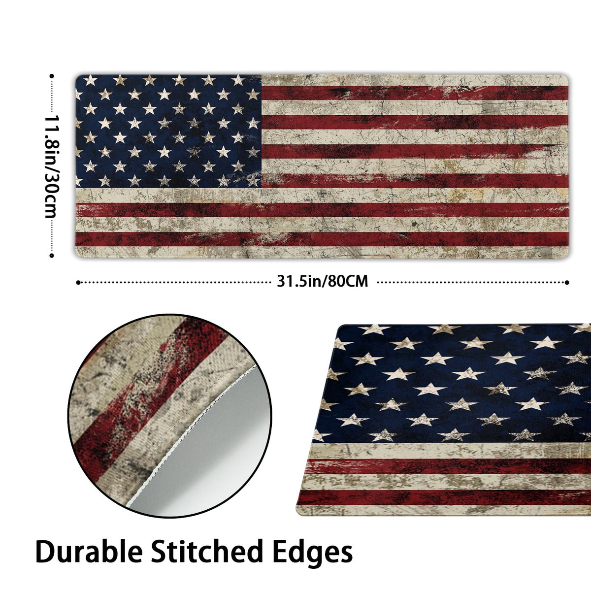 American Flag Mouse Pad Extended Large 31.5x11.8 in USA Flag Desk Mat Independence Day Large