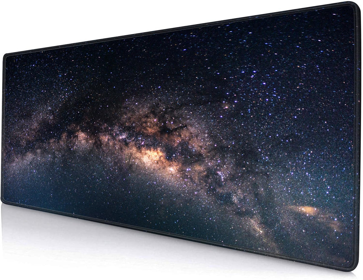 SANWUMIAN Large Gaming Mouse Pad with Stitched Edges, Galaxy Desk Mat, Extended XL Keyboard Pad